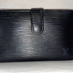 Vintage Louis Vuitton Black Epi Leather Billets Bifold Wallet
